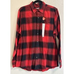 NWT Flannel Shirt Red Black Buffalo Plaid Classic Fit St Johns Bay Men’s Size M